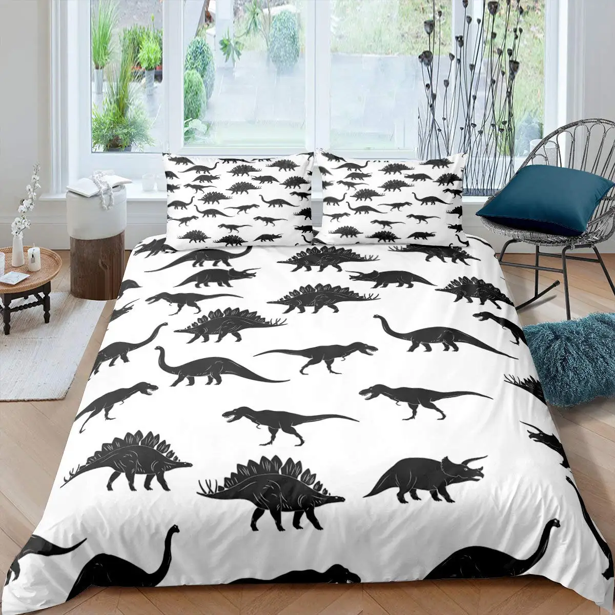 Dinosaur Duvet Cover Cute Dinosaurs Cartoon Animal Theme Bedding Set For Kids Teens Double Queen King Size Quilt Cover 2