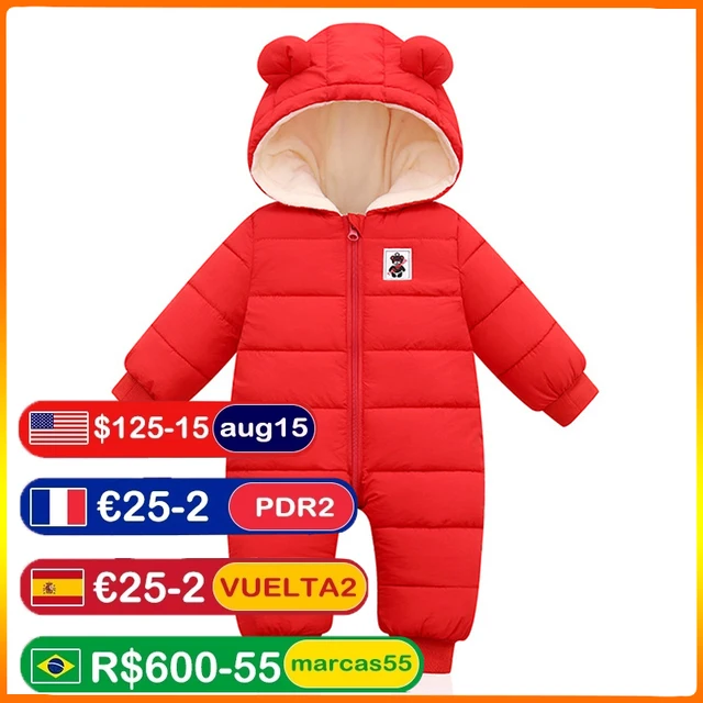 LZH Autumn Winter Clothes Newborn Baby Boys Thick Cotton Jumpsuit For Baby Girls Hooded Romper Infant Christmas Costumes 3-12M