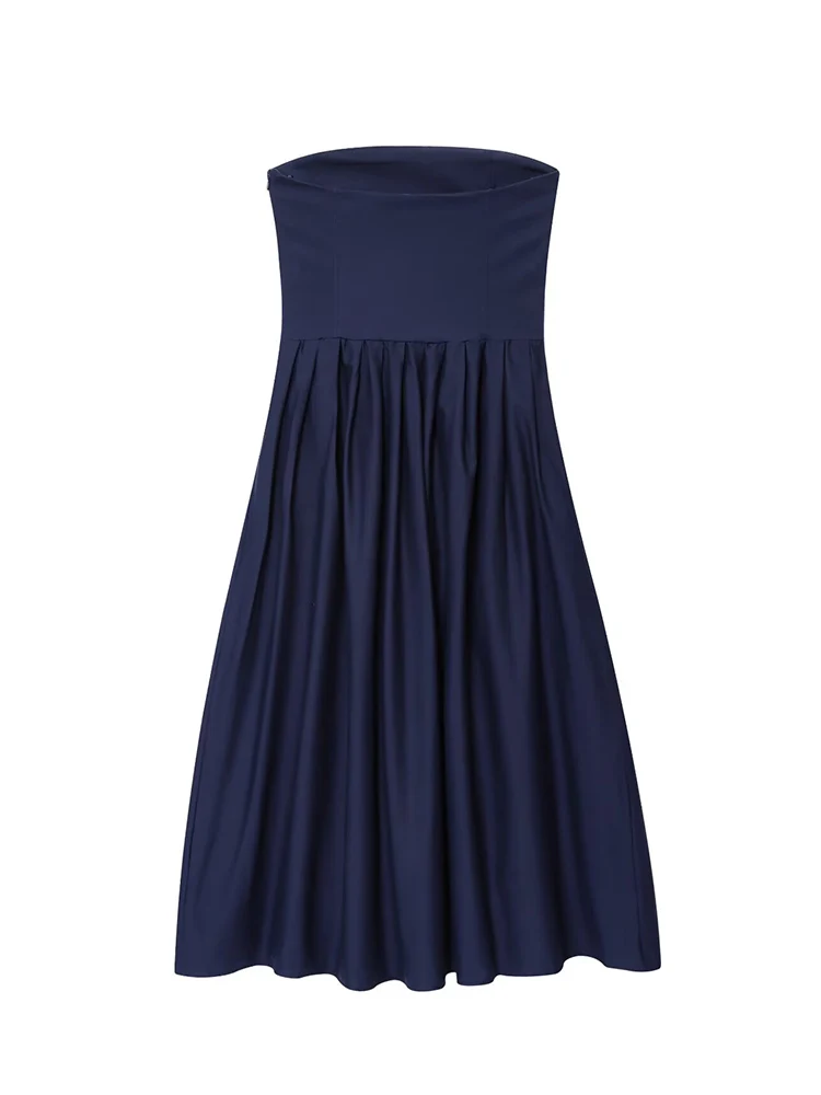 TFMLN New Strapless Long Dress For Women Sleeveless Off Shoulder Pleated A-Line Vestidos 2025 Summer Ladies Beach Party Robe