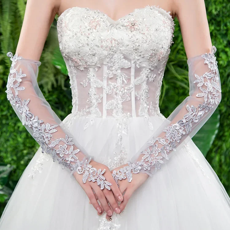 New Lace Wedding Gloves Extended Thin Bridal Gown Gloves Summer Hollow Sleeves Bridal Accessories From China Mainland