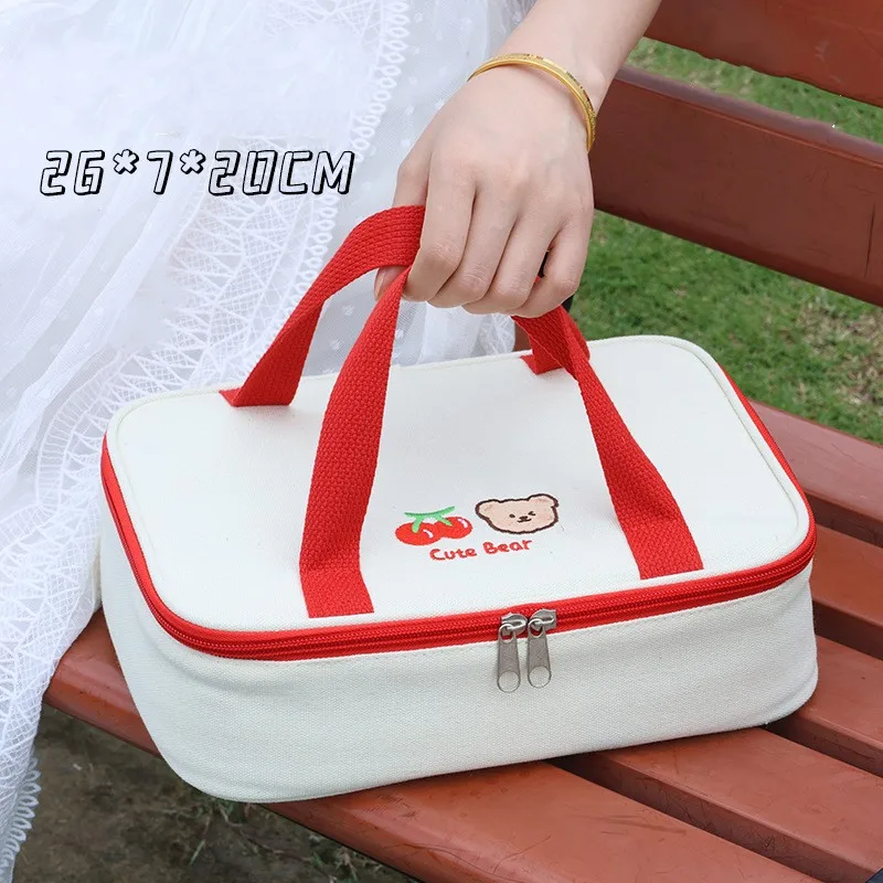 Cute Lunch Bag Canvas Handbag Aluminium Foil Thermal School Food Dinner Family Picnic Insulated Lunch Box Bag picnic family спирали 10 шт