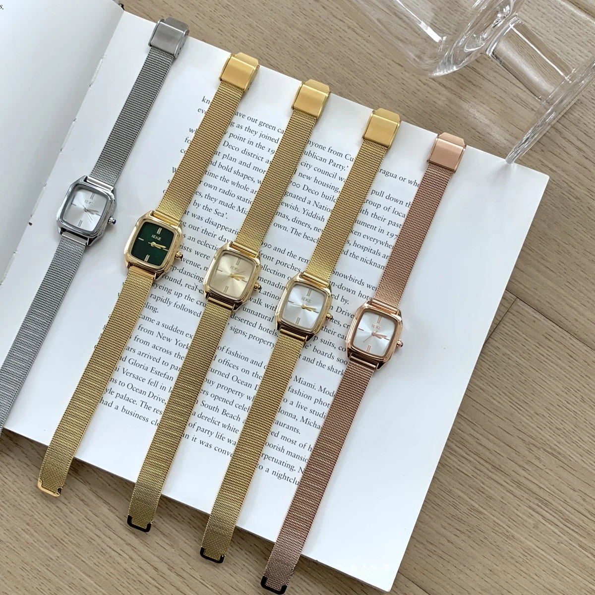 Orologio Da Polso Donna Quadrato - Cinturino Rete Acciaio, Quadrante Oro Rosa, Quartz - Foto 12