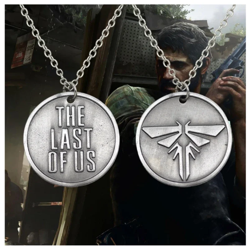 

The Last of Us Game Joel Keychain Necklace Metal Material Joel Pendant Vintage Exquisite Carved Pattern Jewelry Gife Men Women