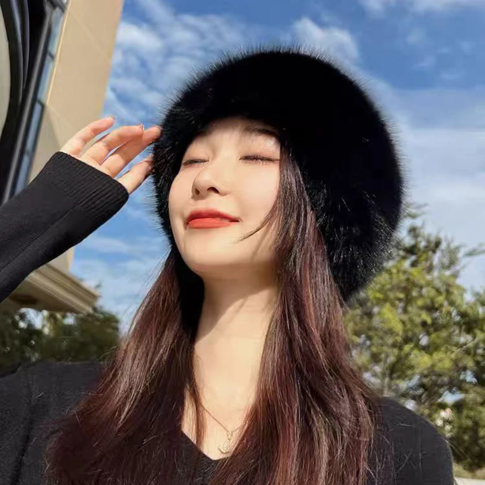 Earflap Hat Fur Hat Faux Fur Hat Winter Hat Balaclava Hat 1pc Hat Women's Winter Artificial Fur Russian Ushanka Hat Thick Warm Balaclava Caps Earflap Faux Fox Beanies Ladies Outdoor