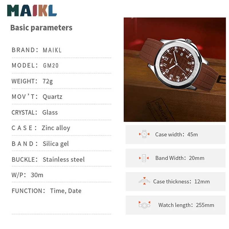 MAIKL Top Luxury Brand Male Quartz Watches Silicone strap Date Watch For Men Waterproof Sport Clock Male Relogio Masculino 5