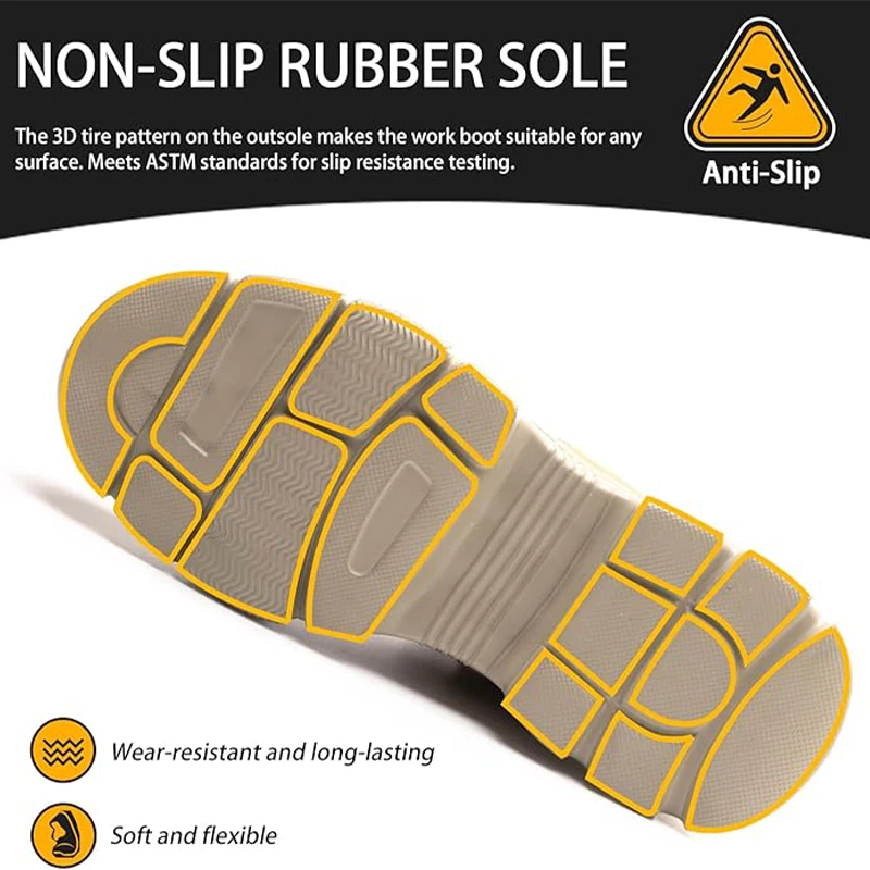 Waterproof Work Boots for Men Women Steel Toe Boots Lightweight Indestructible Slip Resistant Construction Safety Boots - 3
