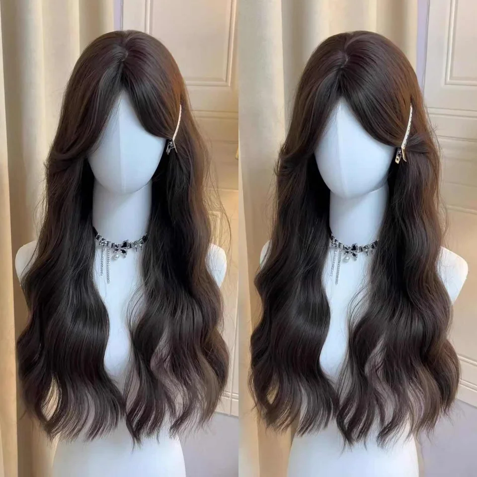 Synthetic Wigs for Women Brown Long Wavy Heat Resistant