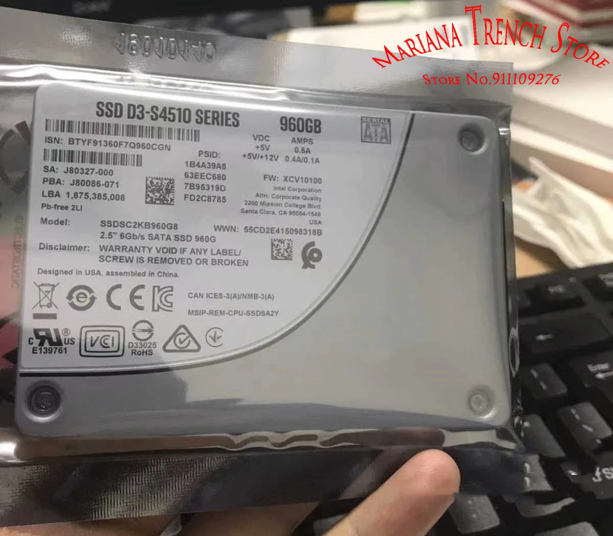 

2,5 "6 Гб/с SATA SSD 960G для INTEL SSD D3 S4510 SERIES 960 ГБ