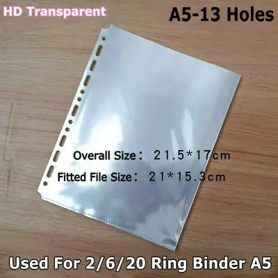 tamaño A5-23,5 x 18 cm Carpeta de anillas redondas de PVC transparente con 6 agujeros MMBOX A5 color transparente A5 