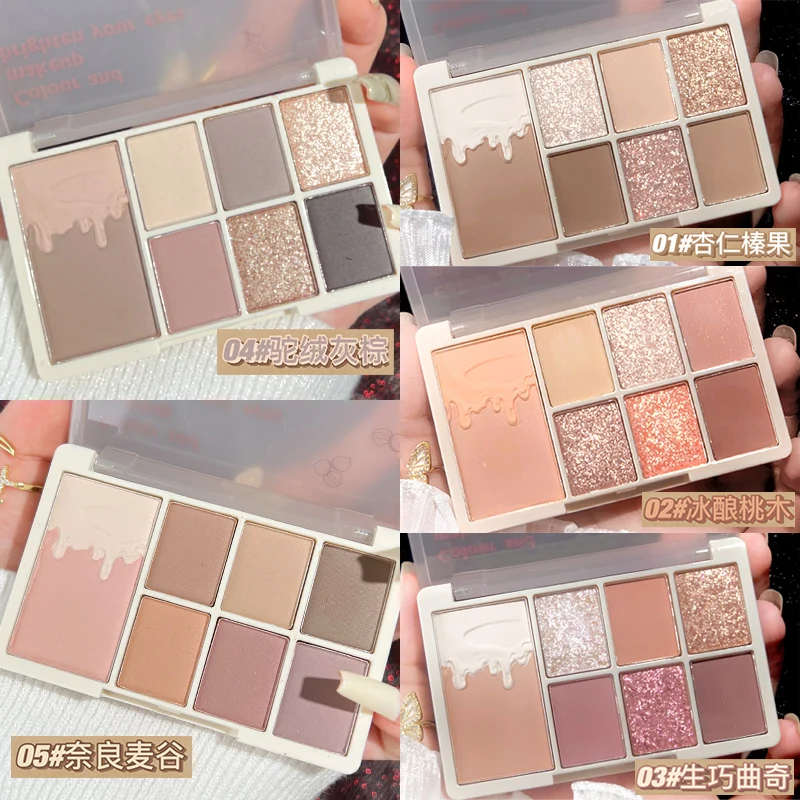 Eye Shadow Eye Shadow Plate Glitter 7 Colors Eyeshadow Palette Matte Shimmer Soft Touch Long Lasting Waterproof Pigmented Brighten Eyes Makeup Cosmetics