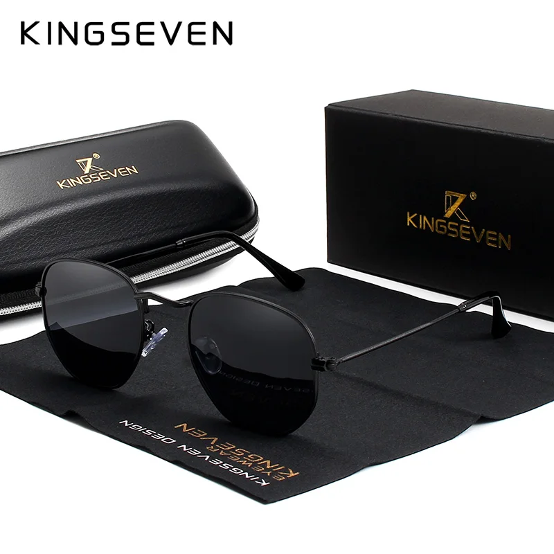 

KINGSEVEN Round Sun glasses Female Retro Reflective Sunglasses Men Polarized Eyewear Oculos De Sol gafas UV400 Protection