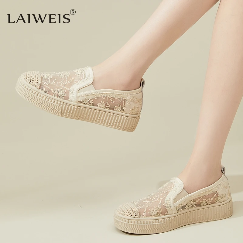 

Breathable Casual Cloth Shoes Women Summer New Spring Summer Fashion Casual Thick-soled Flat Shoe Lazy One Pedal Mujer Sapato