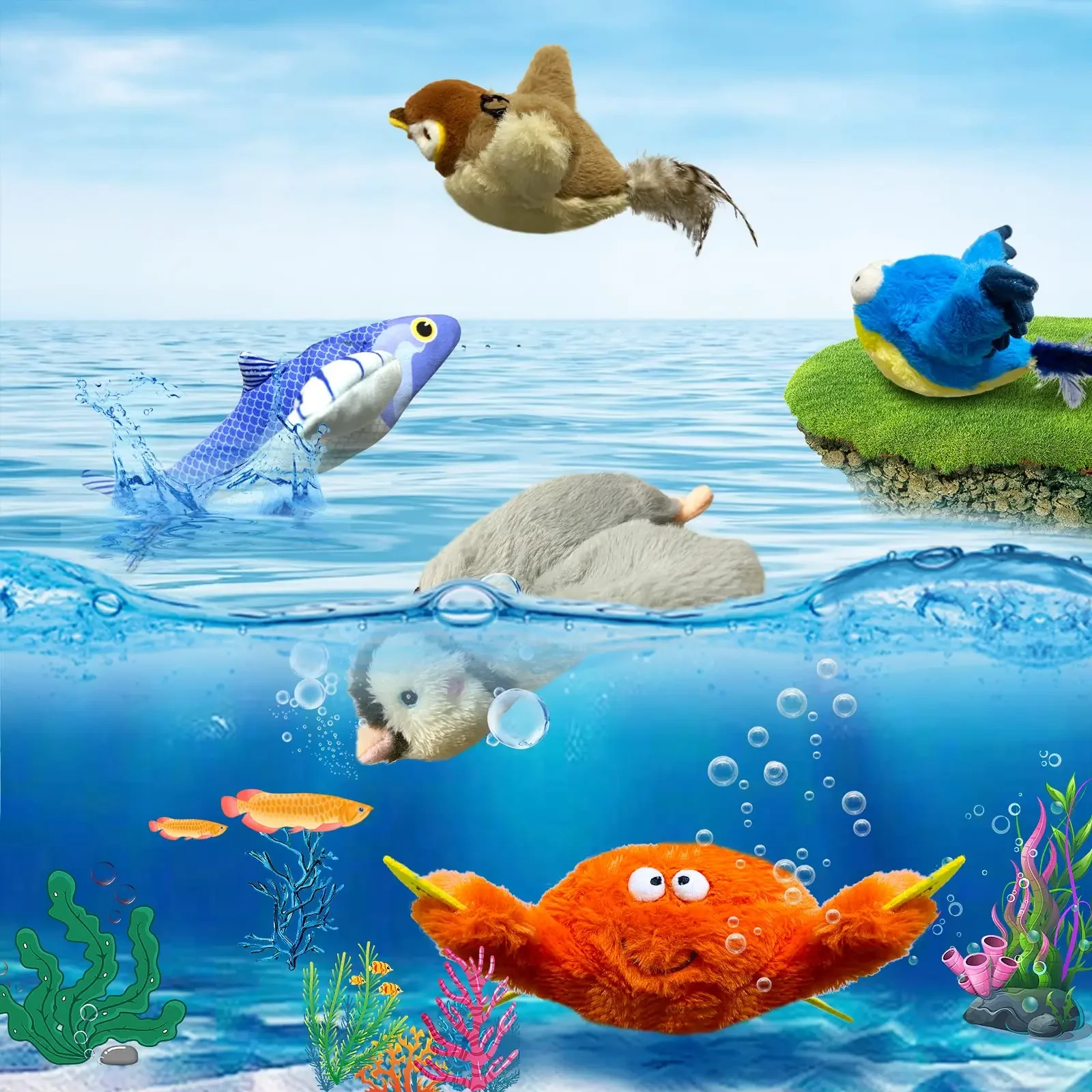 Giocattolo Per Gatti Con Uccello Cinguettante - Interattivo Con Ali Mobili - Attivato Al Tocco, Giallo - Foto 12