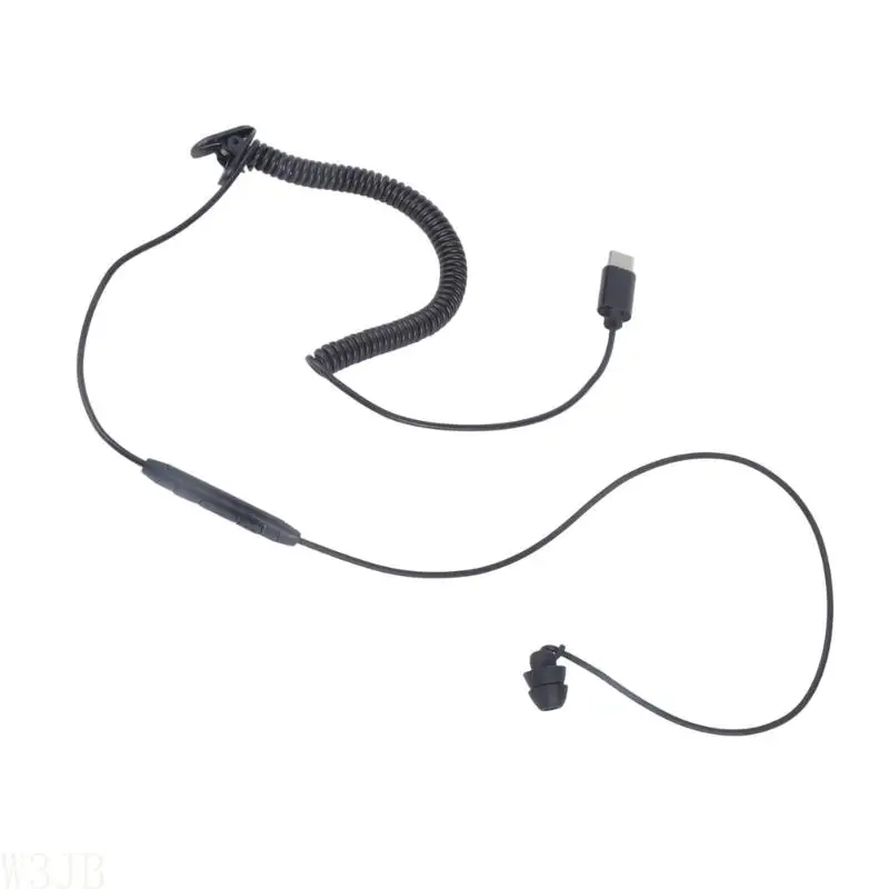 W3JB USB C 측면 헤드폰 조정 가능한 코드 쉬운 통신 소음 감소 마이크 인체 공학적 전화 태블릿 노트북