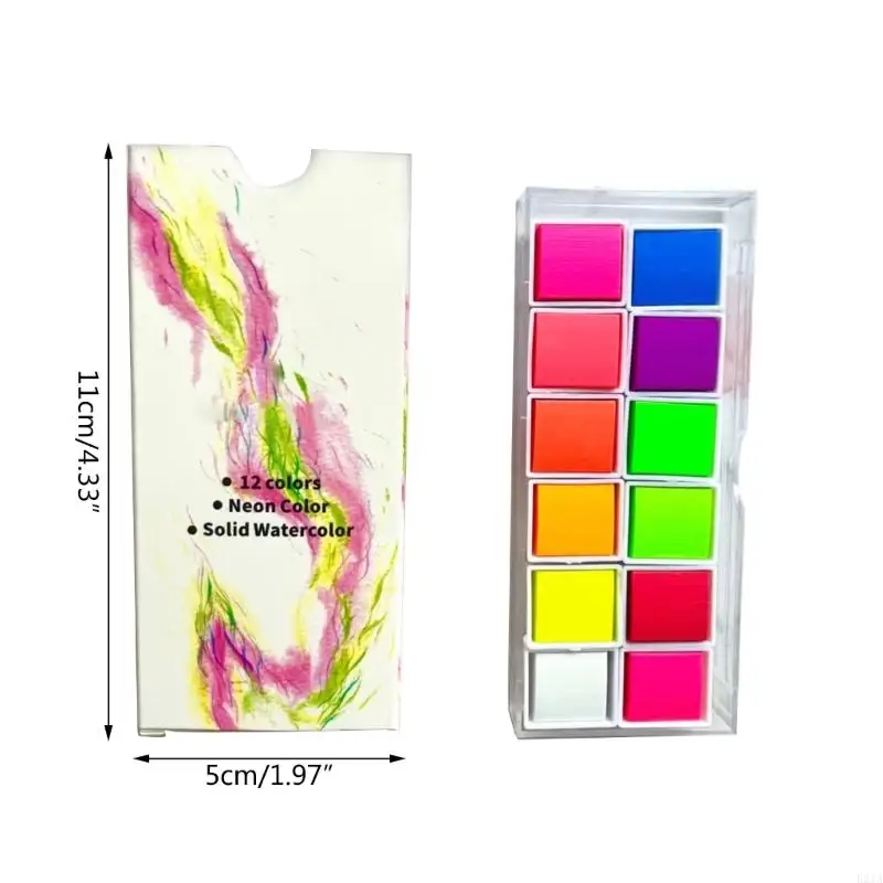 Fluorescent Color Watercolor Paint 12 Colors Watercolor Paints for Art Painting