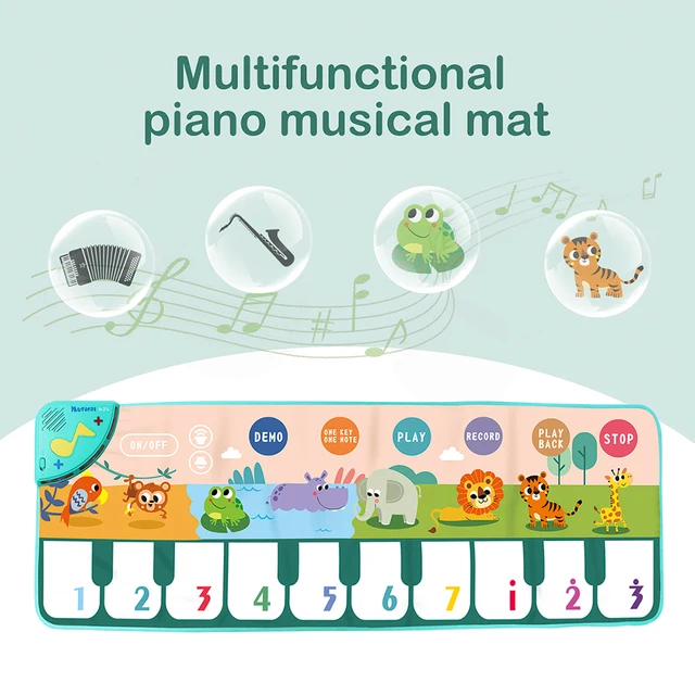 110x36cm Musical Piano Mat for Kids Toddlers Floor Keyboard Dance Mat with 8 Animal Sounds Baby Mat Study Educational Toys 3