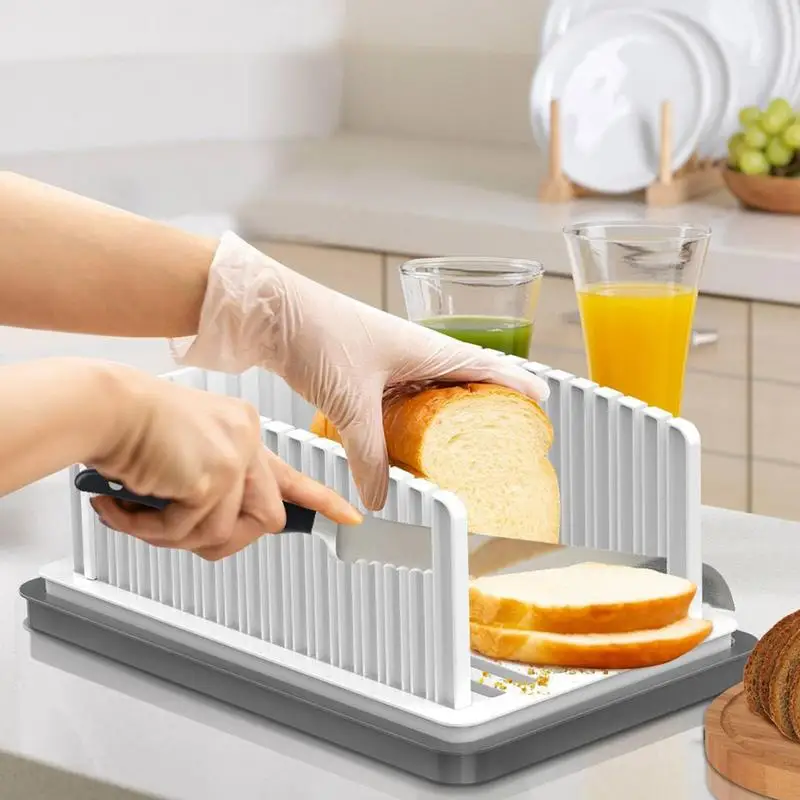 

Toast Bread Slicer Stand Foldable Loaf Cutter Rack Baking Tool Cutting Guide Plastic Slicing Tool Detachable Bread Slicing Guide