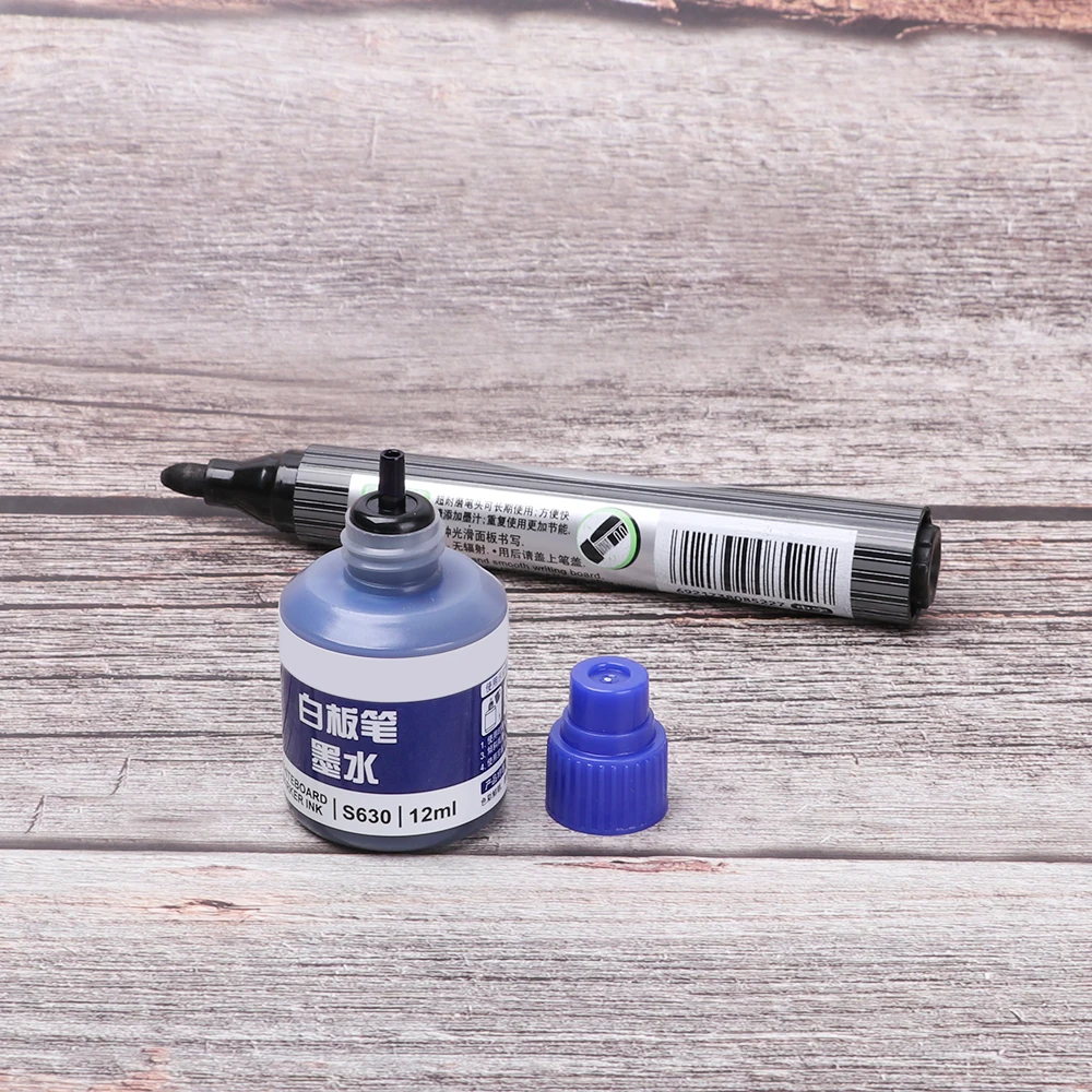 Whiteboard Pen Ink 12ml Refill Instantly Dry Erasable for School Office Supplies Stationery Black Red Blue
