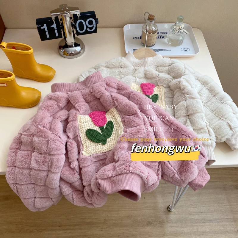 

Girls' Plush Hoodie Set 2023 New Autumn Winter Fashion Korean Style Loose Children's Girls Clothes 2 To 8 Years Kids Clothes