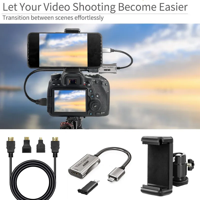 Adattatore Hdmi Per Vlog Youtuber Smartphone Als Monitor Per Fotocamera Micro/Mini/Hdmi 3-In-1 Kit Monitor Per Schermo Del Telefono Cellulare Di Trasm
