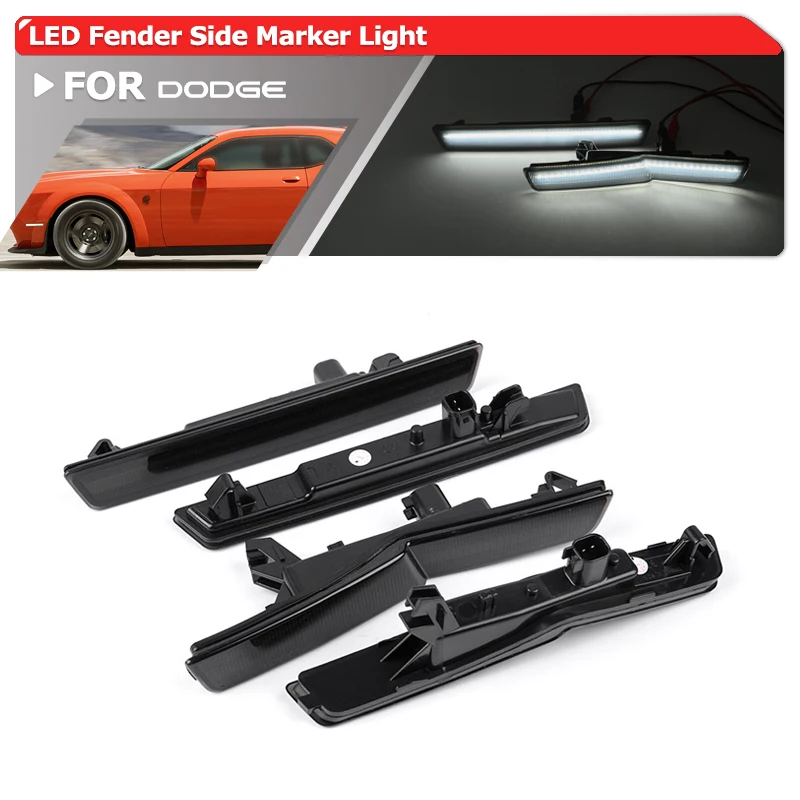 

Европейские копченые белые светодиодные фонари для боковых габаритных огней для Dodge Challenger SRT Hellcat r4ye R/T Scat с широким корпусом 2018-2022