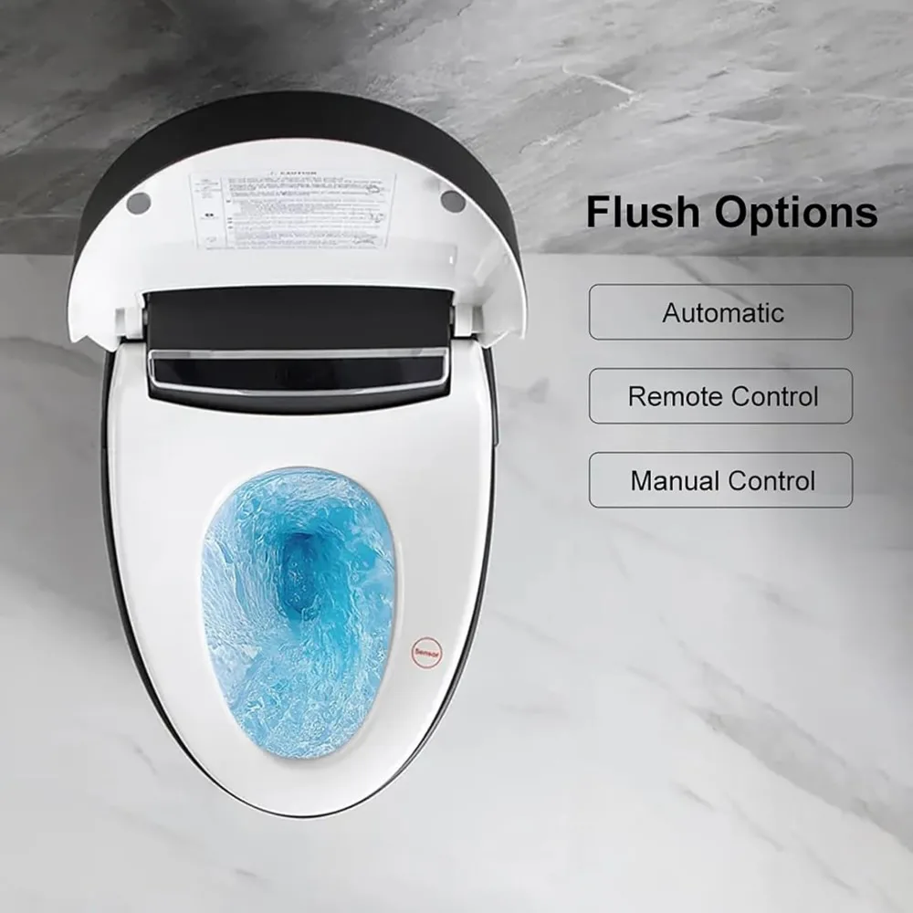 Smart Toilet with Bidet Built in,Black One-Piece Toilet Elongated Automatic  Tankless with Auto Flushing 4
