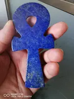 Natural Lapis Lazuli Quartz Crystal Carved Cross Pray ANKH Healing Decorate 1PC 2