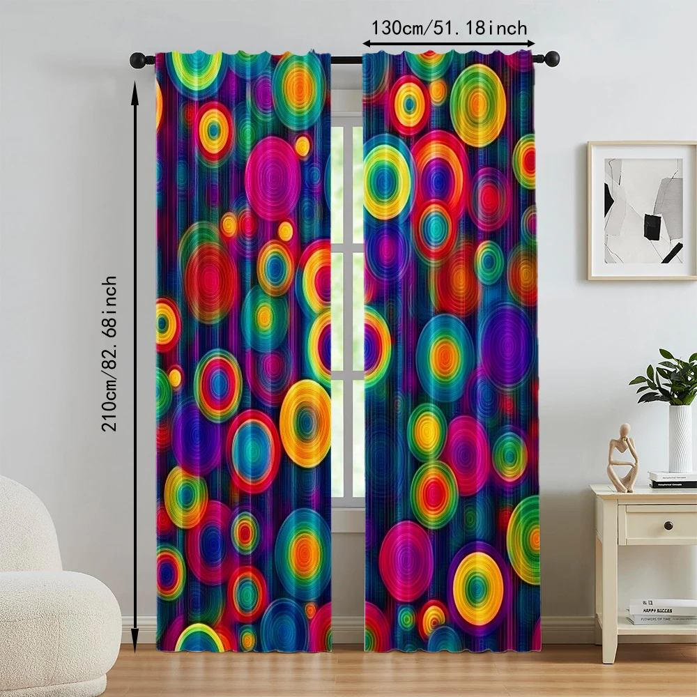 2Pcs Boho Chic Geometric Window Curtain Rod Pocket Polyester Material Drapes For Bedroom And Various Rooms Contemporary Style 5