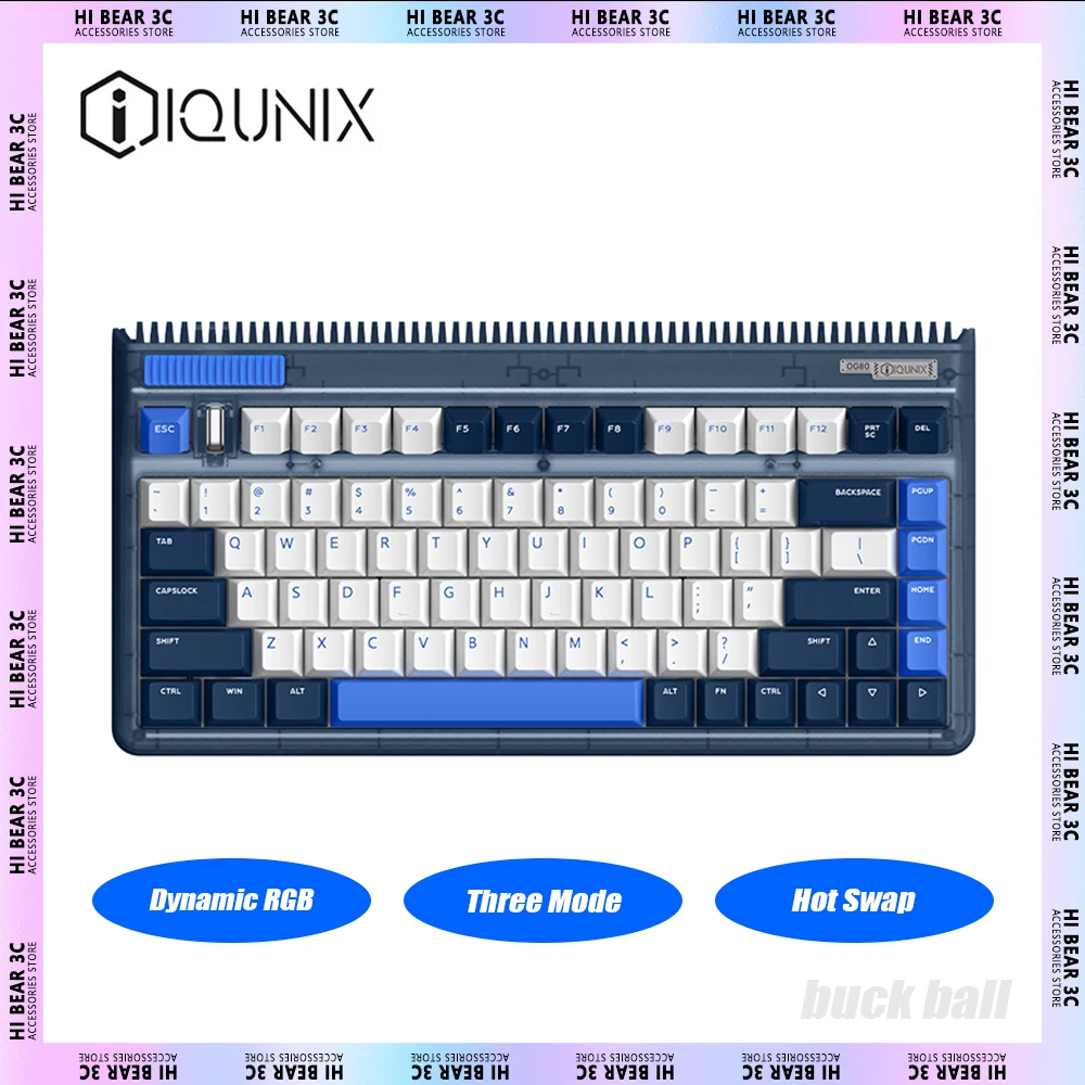 

IQUNIX OG80 Mechanical Keyboard Three Mode Hot Swap Wireless Gaming Keyboard RGB PBT Keycaps Ergonomics Pc Gamer Mac Office Gift