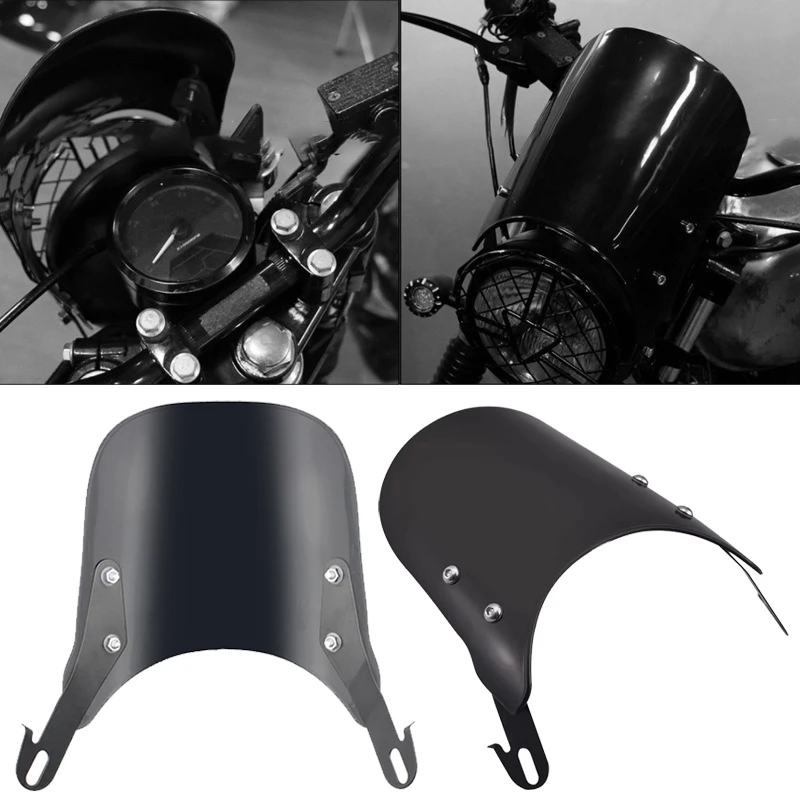 

Motorcycle Front Windshield Retro 5-7 Inch Headlight Universal Windscreen Adjustable Modified Accessories For Benelli Harley BMW