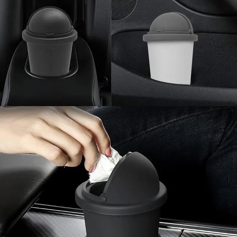 

Автомобильная мусорная корзина, мусорная мини-корзина, мини-автомобильные аксессуары с крышкой, маленькие аксессуары для хранения и организации, черный/серый