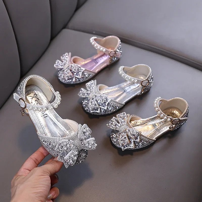 Girls Rhinestone Flat Sandals Non Slip Kids Fashion Shoes