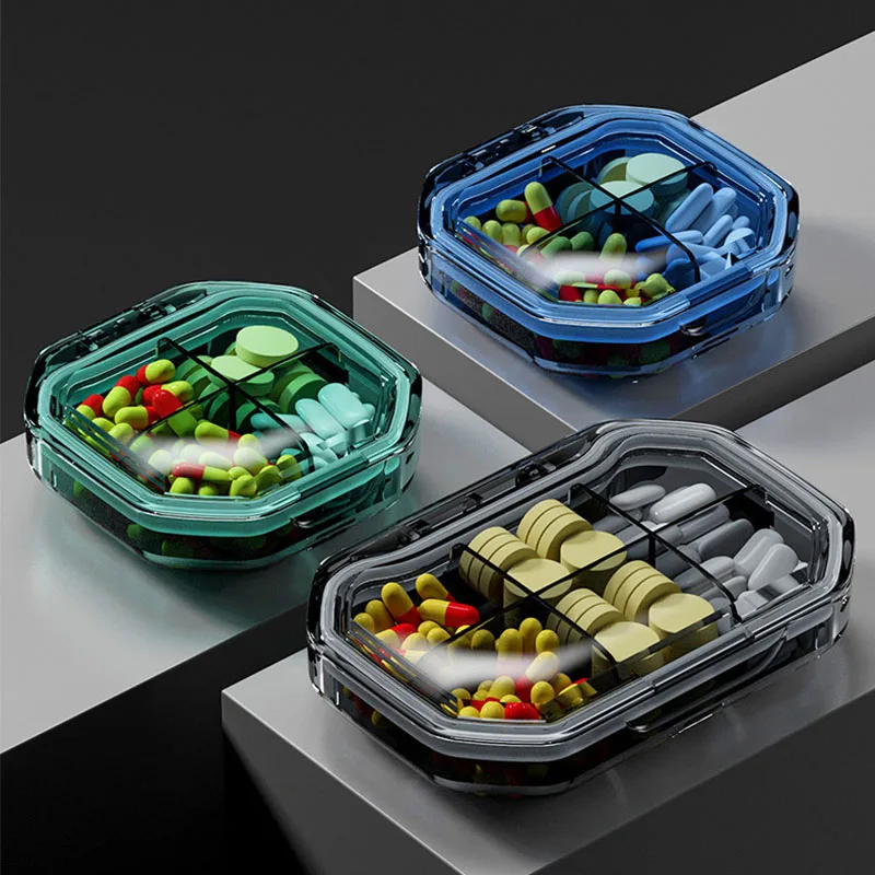 

Sealed Pill Box Dispenser Box Transparent Plastic Seven Day Portable One Week Food Grade Pill Box Organizer