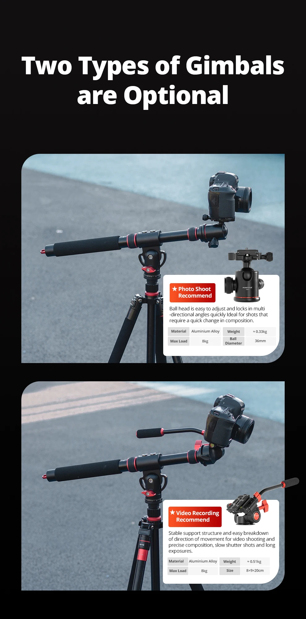 GM104 106cm Aluminium Alloy Tripod Extended Crossbar Adjusted Multi-Angle Shooti