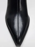 Chunky Heel Soft Leather Chelsea Boots Women Sexy Pointy Toe Side Zip Design Ankle Boots for Ladies Comfortable Women Shoes - Image 6