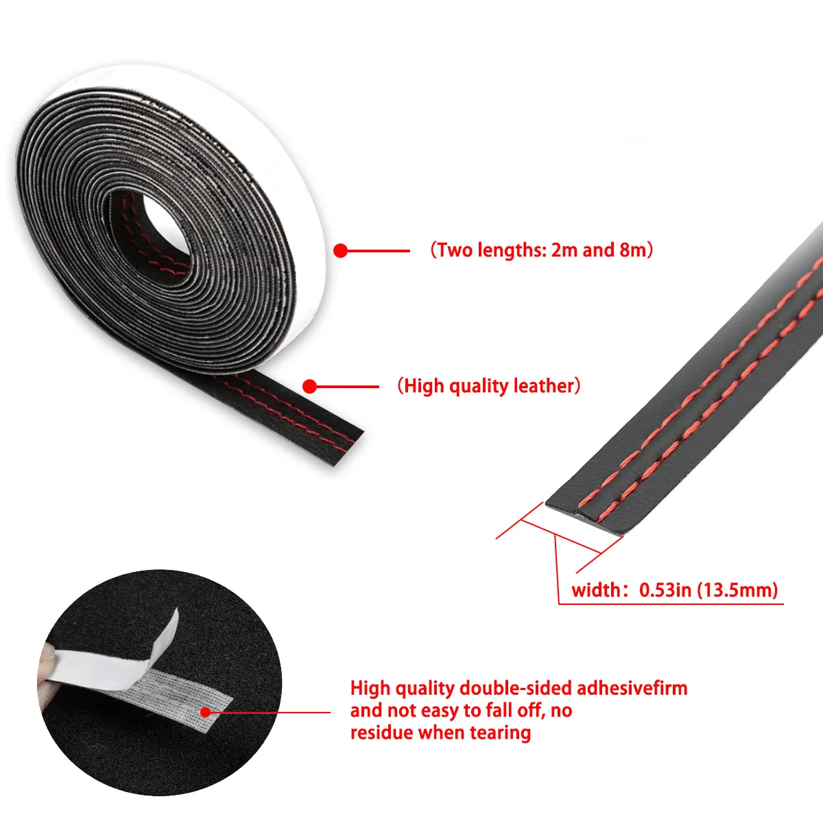 Universal Car Mouldings Trim PU Leather DIY Braid Decorative Line Strip for Door Dashboard Sticker 2/8m