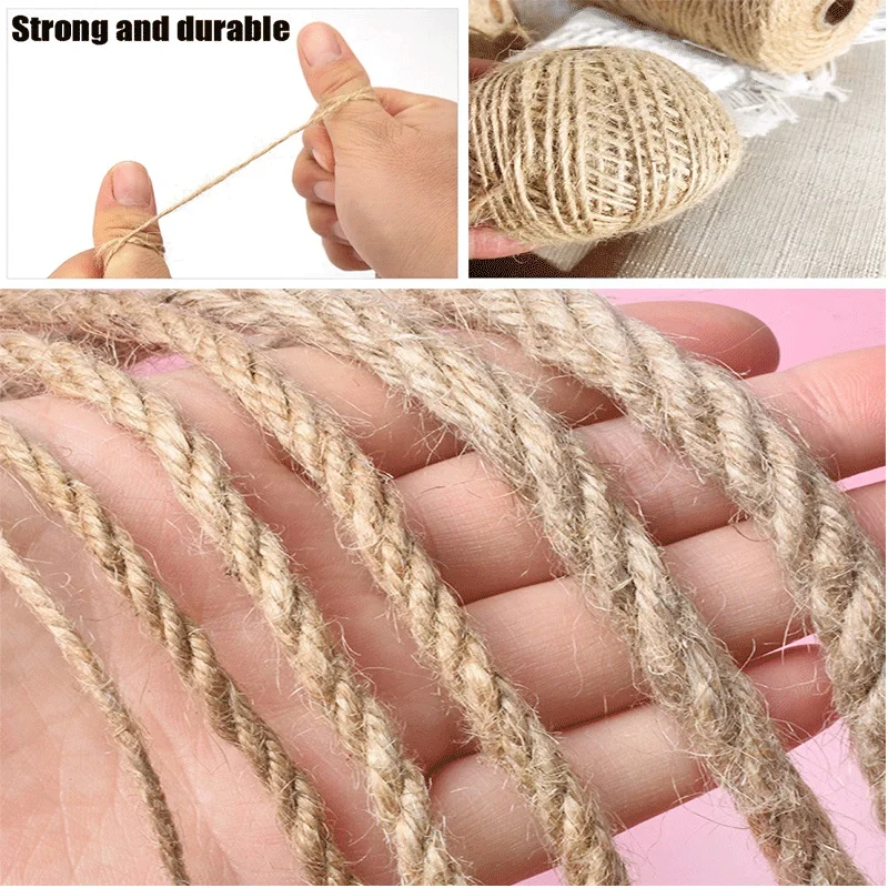 2/4/6/12/14/16mm Natural Jute Hemp Rope Macrame Cord DIY Crafts Gift Wrapping