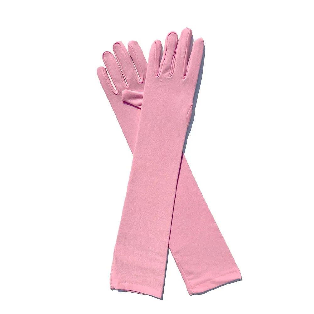 1 Paar Milchseide elastische Tanz-Braut-lange Handschuhe, elegante Hochzeit, Party, Bühnenaufführung, atmungsaktive Sommer-Sonnenschutz-Fäustlinge – Detail 10
