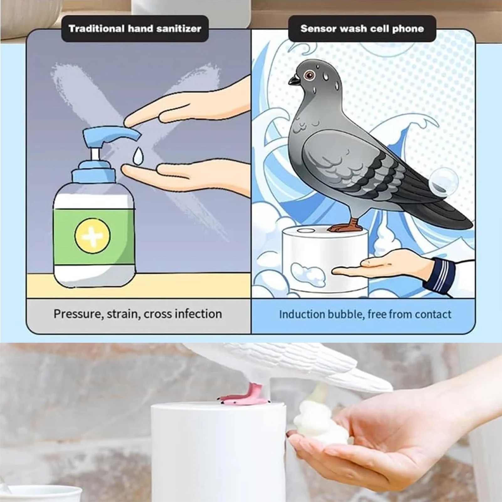 Smart Hand Washing Soap Dispenser Refillable Noncontact Automatic Dispensers for Gel Liquid Hand Sanitizer 3