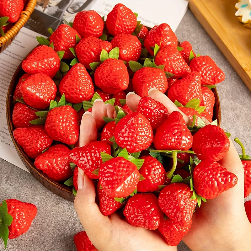 Artificial Fruits and Vegetables 10/20Pcs Artificial Strawberries Fruit Fake Fruit for Home Table Party Decor Photography Prop Holiday Decor for Day Celebration