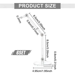 Clear Action Figure Stands with Round Base - Set of 6 Display Holders (AECH - 15856)