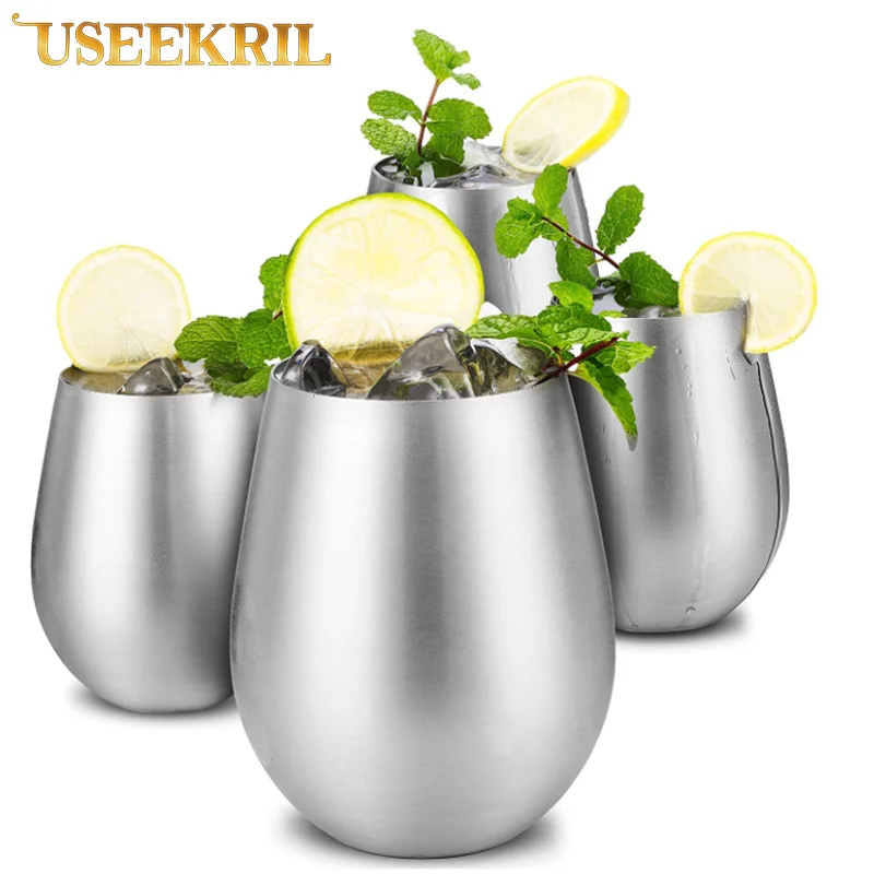 500ml Stainless Steel Beer Cup Wine Tumbler Bottomless Wine Glasses