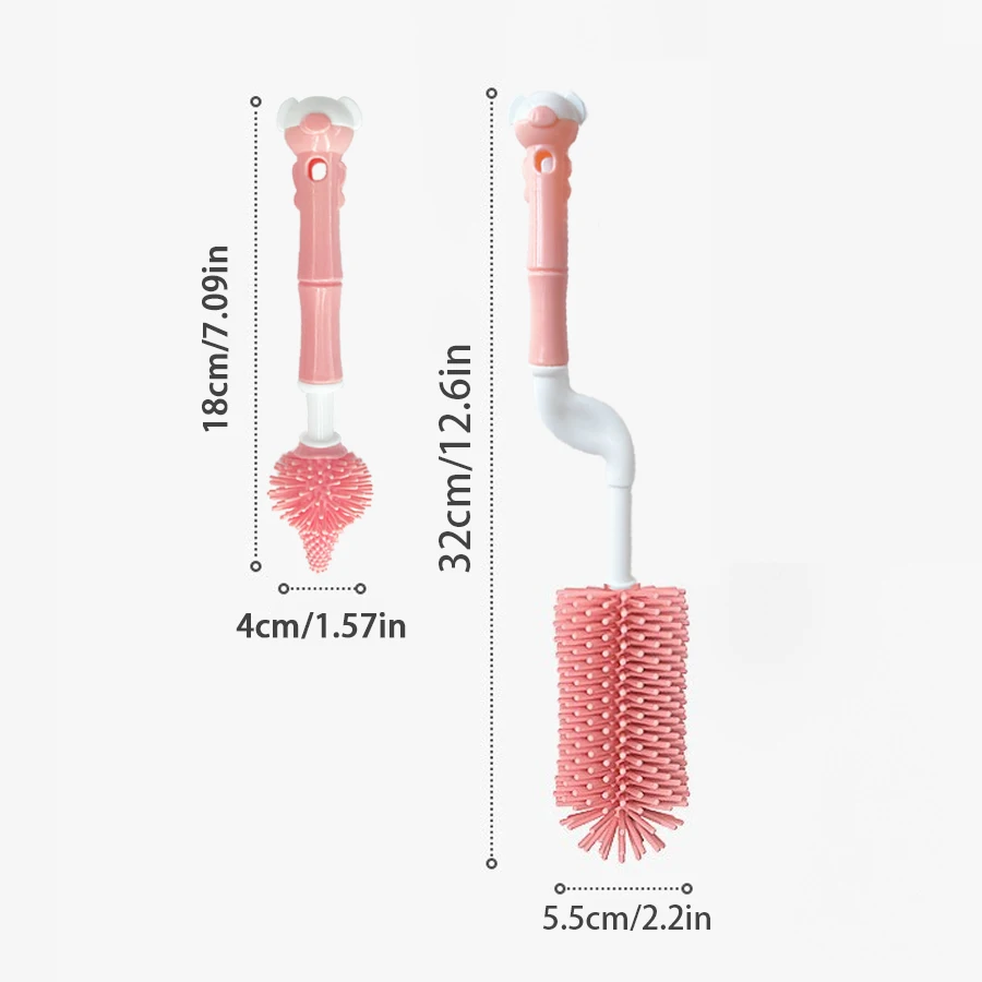 Bottle Cleaning Brush Set Silicone Baby Bottle Nipple Brush