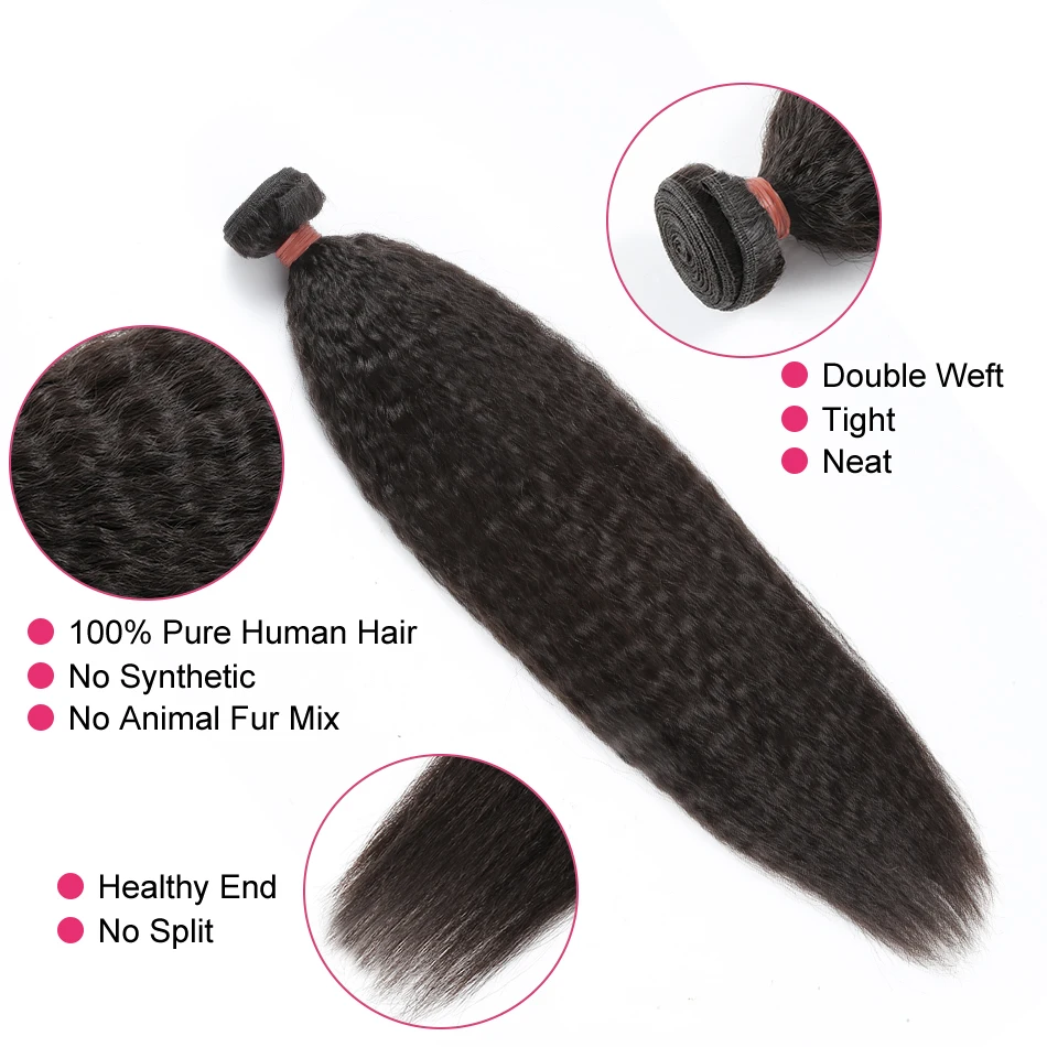 Human Hair Extensions Kinky Straight Raw Hair Bundles Vietnamese Yaki Straight Human Hair Weaving Virgin Unprocessed Extensions Tissage