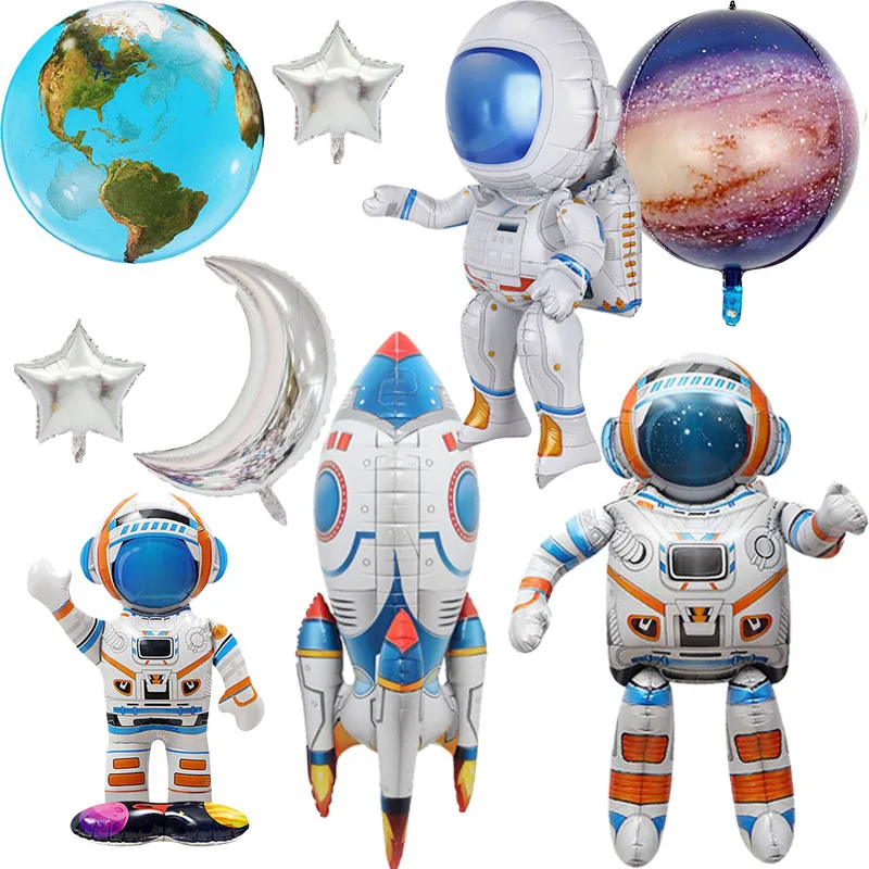 Großer stehender Astronauten-Ballon, Raketenballon, Weltraum, Galaxie, Thema, Geburtstagsparty-Dekoration