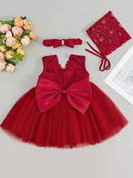 Adorable Blue Baby Party Dress with Large Bow and Puff Skirt - 18 - 24M (Red)