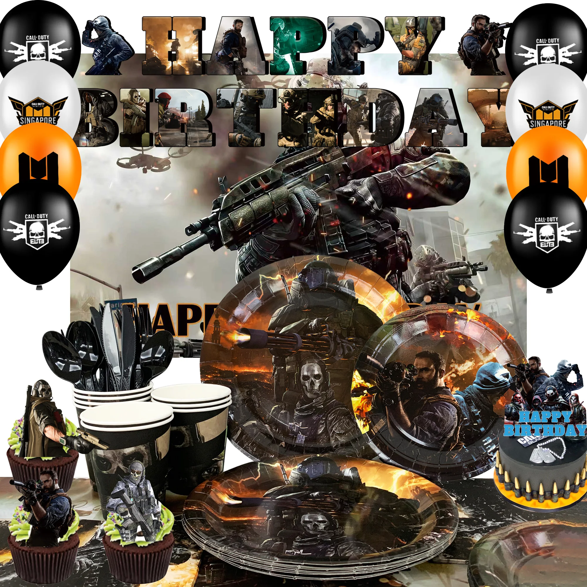 98 Pcs Call of Duty Birthday Party Supplies-Call of Duty Party Cake