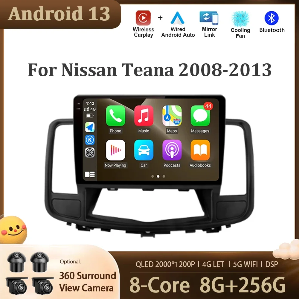 

For Nissan Teana 2008 - 2013 Android 13 Auto Radio Car Multimedia Player GPS Navigation Screen DSP Stereo 4G LET Carplay BT Tool