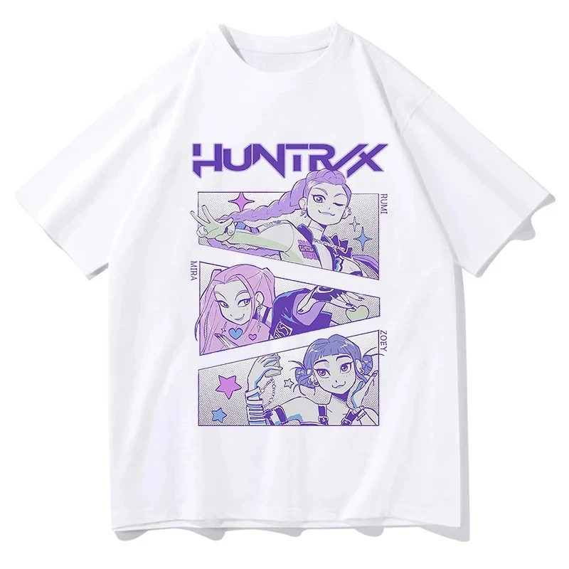 SummerKPop Demon Hunters Huntrix Print Kids Short Sleeve Children's T-Shirt Streetwear Style Cotton Tees Boys Girls Clothing Top 3