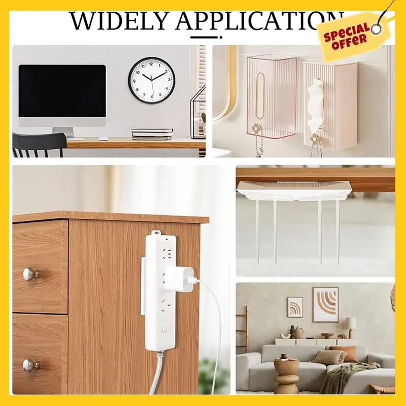 Desktop Socket Holder, Plug-In Surge Protector Bracket, Desktop Mobile Self-Adhesive Non-Punch Socket Bracket Easy Install